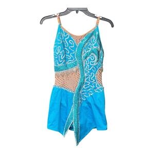 BATON TWIRLING  COSTUME  BLUE LOTS OF BLING ADULT MEDIUM